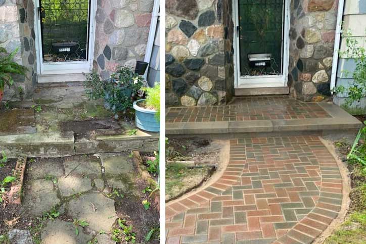 Before and After Brick Patio in Roseville MI