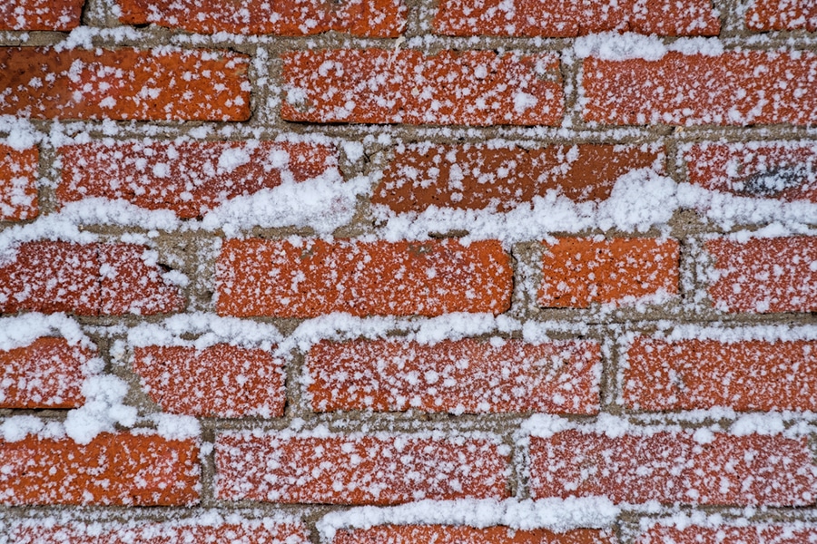 Brick Mortar With Snow